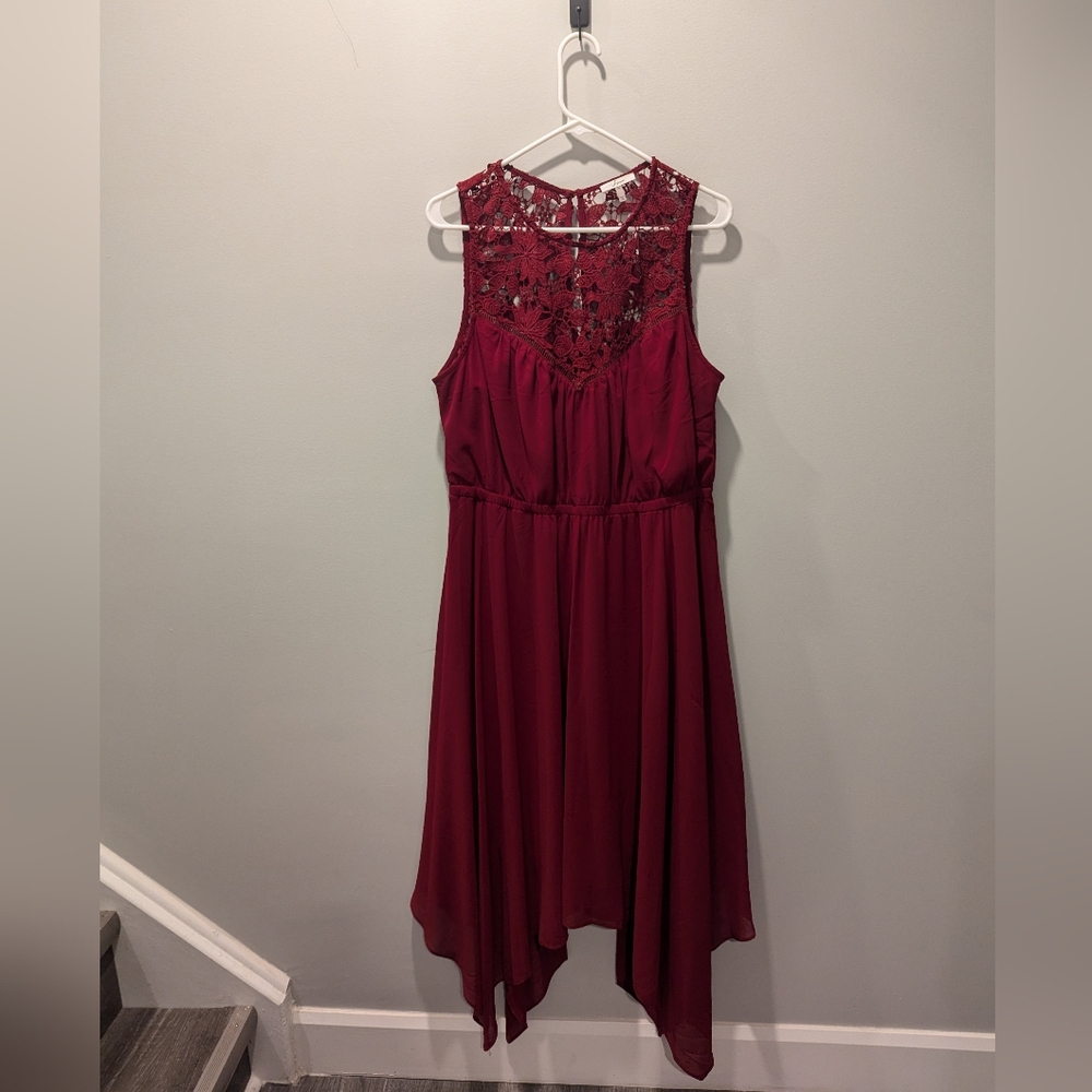1X Knee Length Red Dress